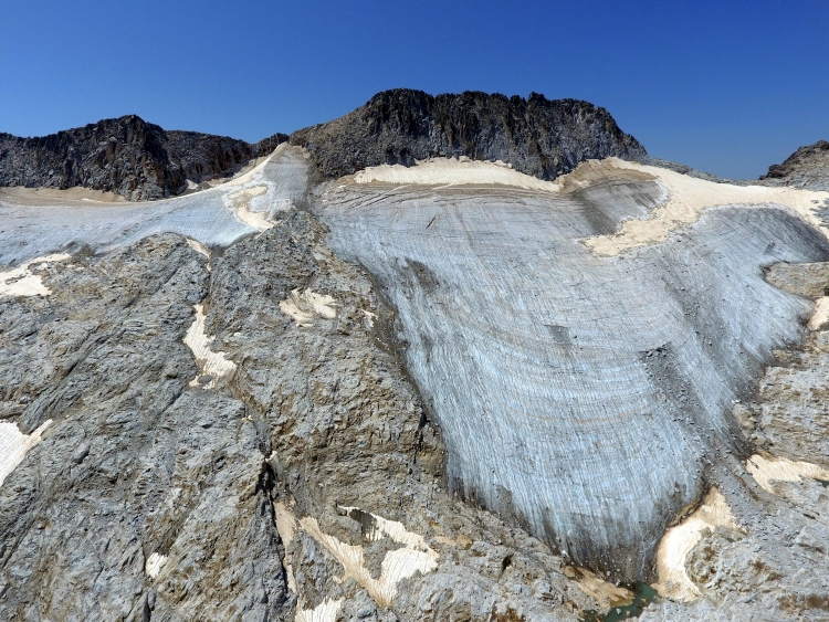 The Aneto glacier in Benasc in July 2022 (by Quim Vallès)